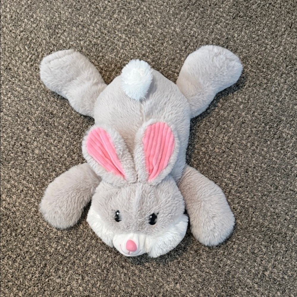 Gray and Pink Plush Bunny Toy